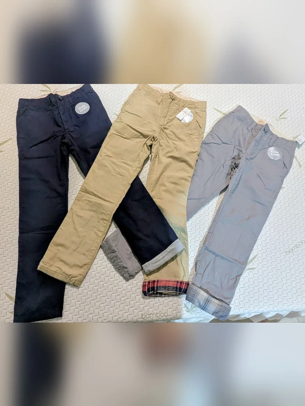 Kids Lot Of 3 NWT Gap Lined Pants With Plaid Cuffs
